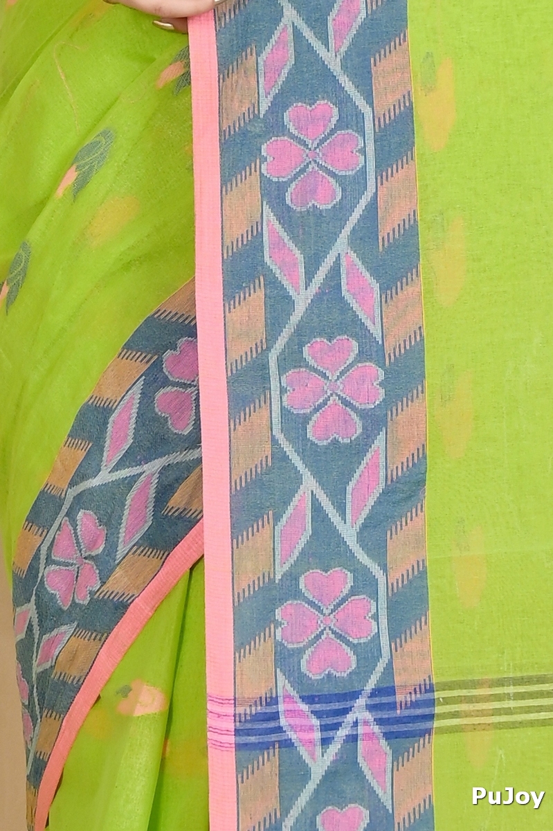 Green Pure Cotton Komtai Tant Saree (1708)