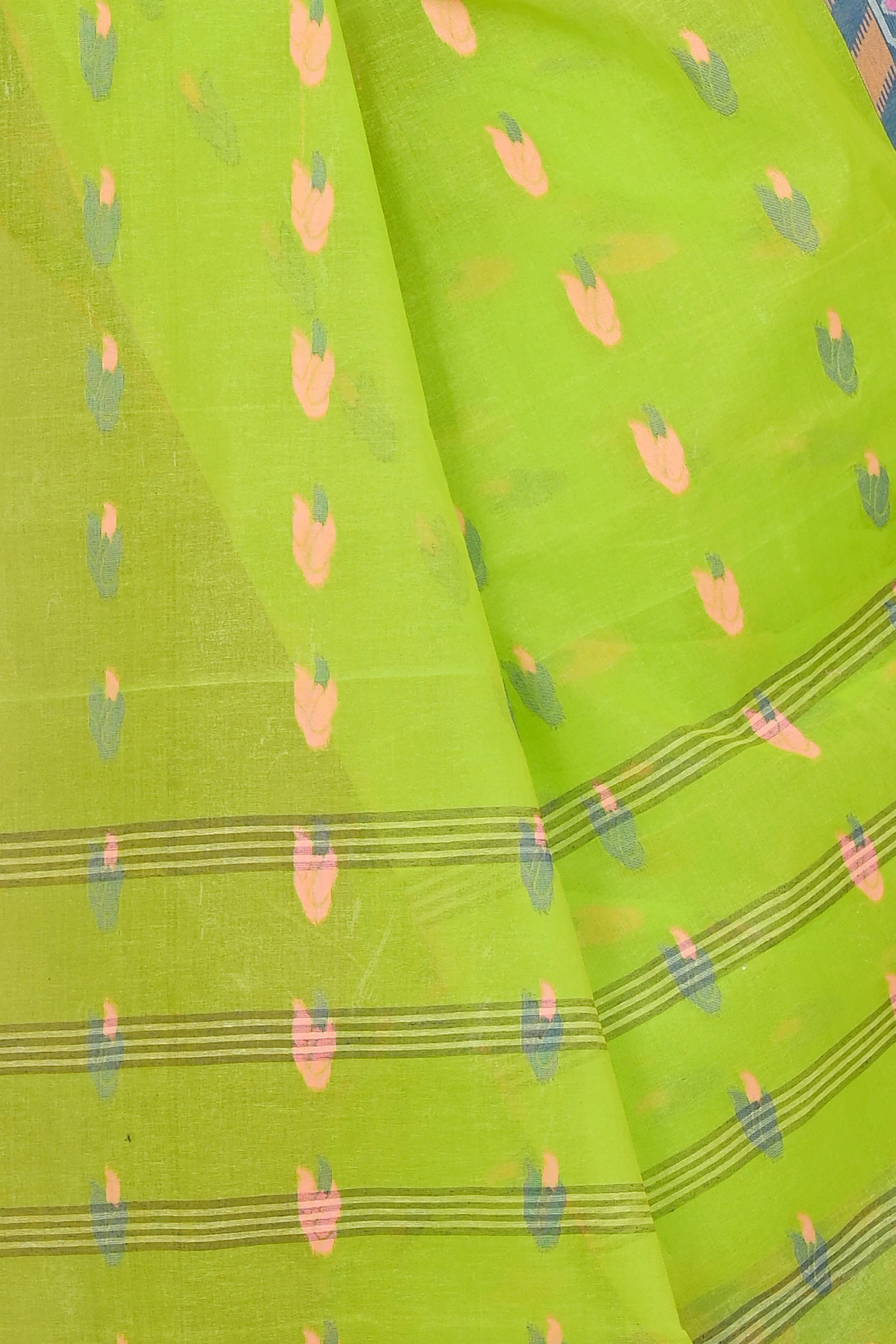 Green Pure Cotton Komtai Tant Saree (1708)