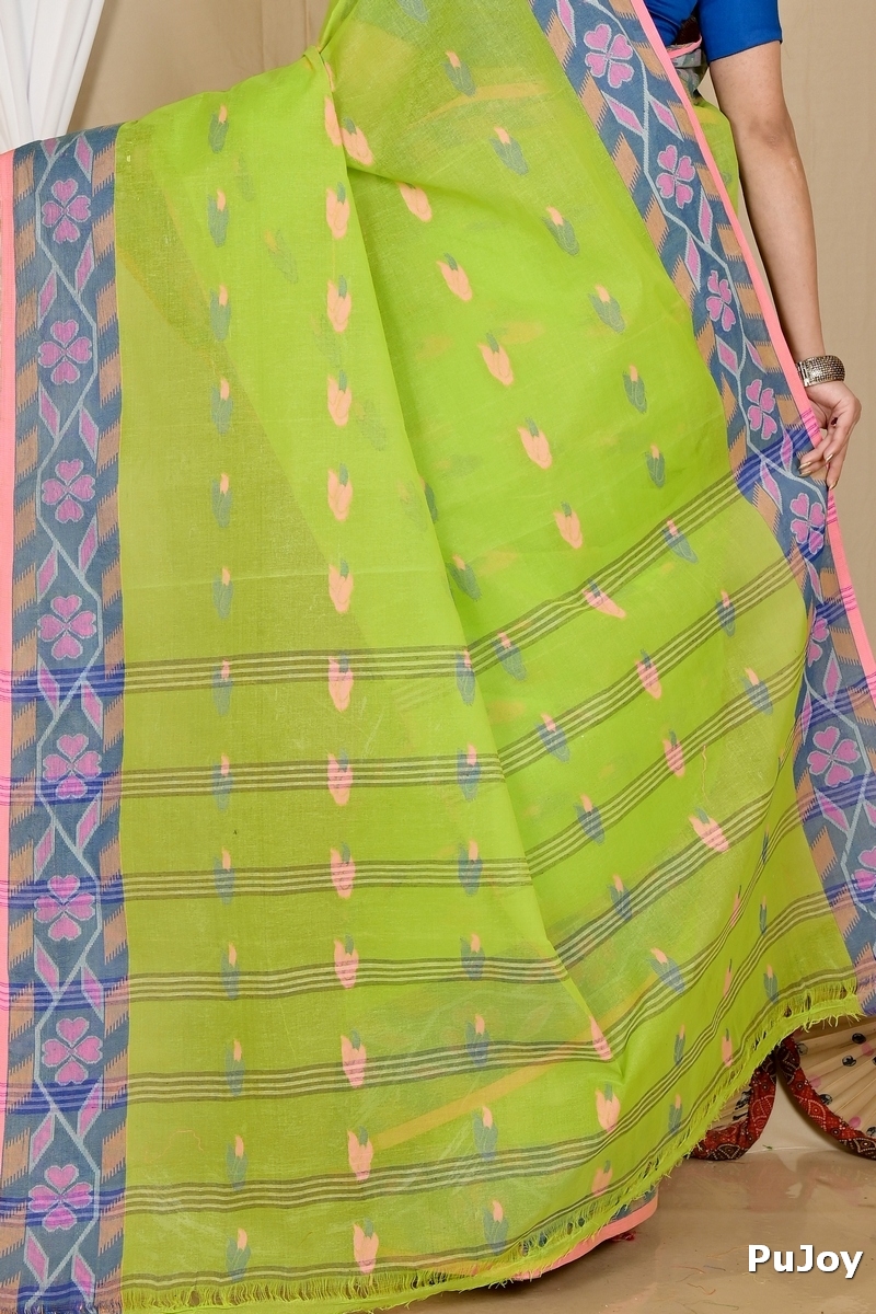 Green Pure Cotton Komtai Tant Saree (1708)