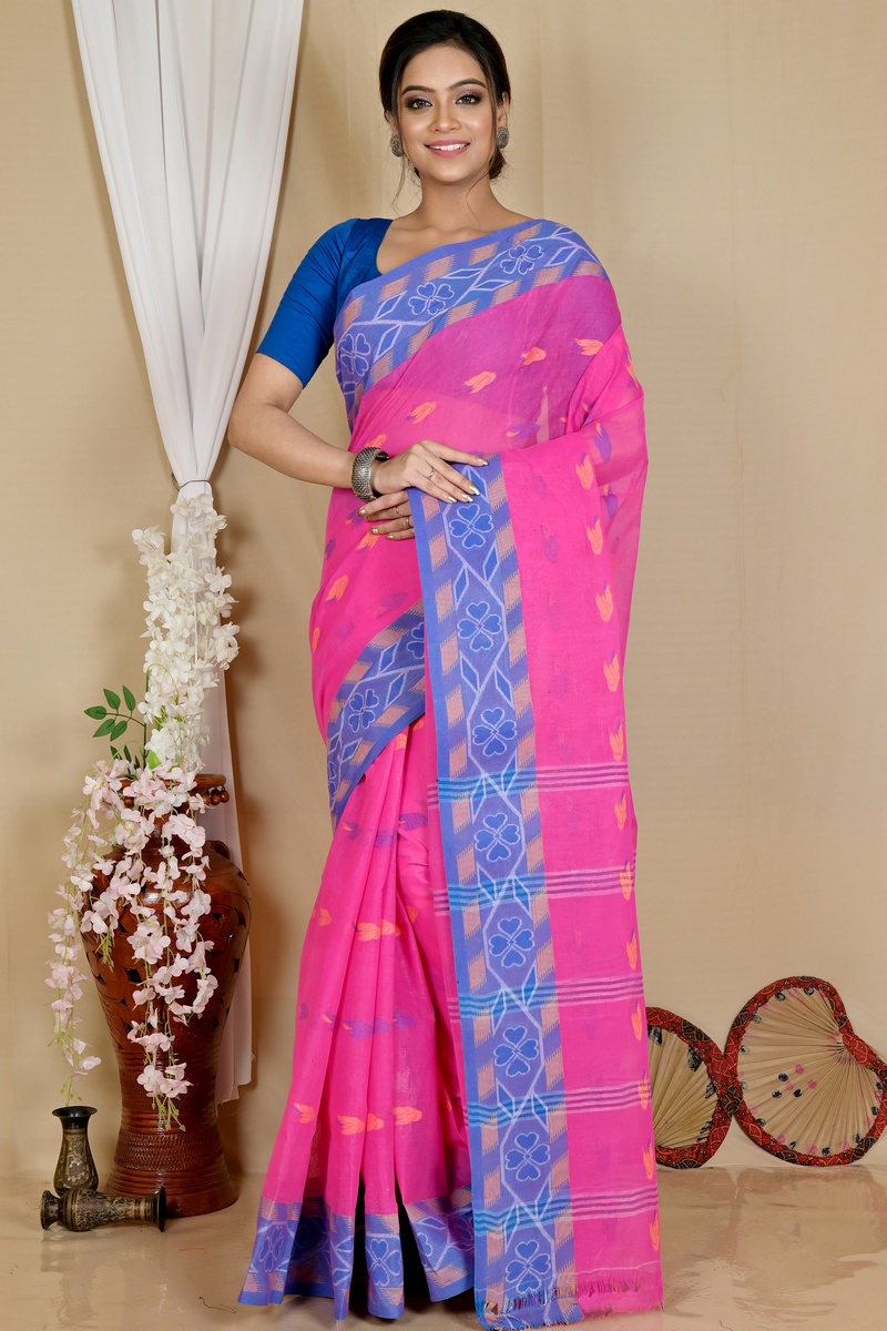 Pink Pure Cotton Komtai Tant Saree (1709)