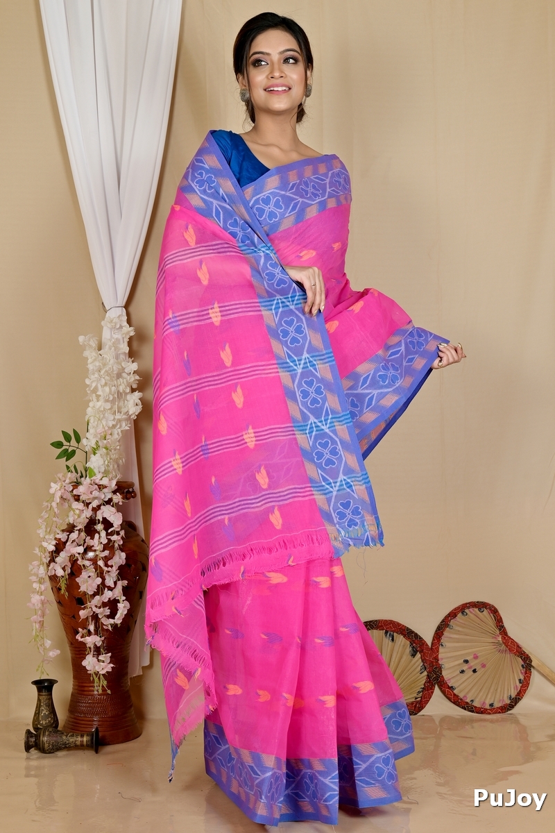 Pink Pure Cotton Komtai Tant Saree (1709)