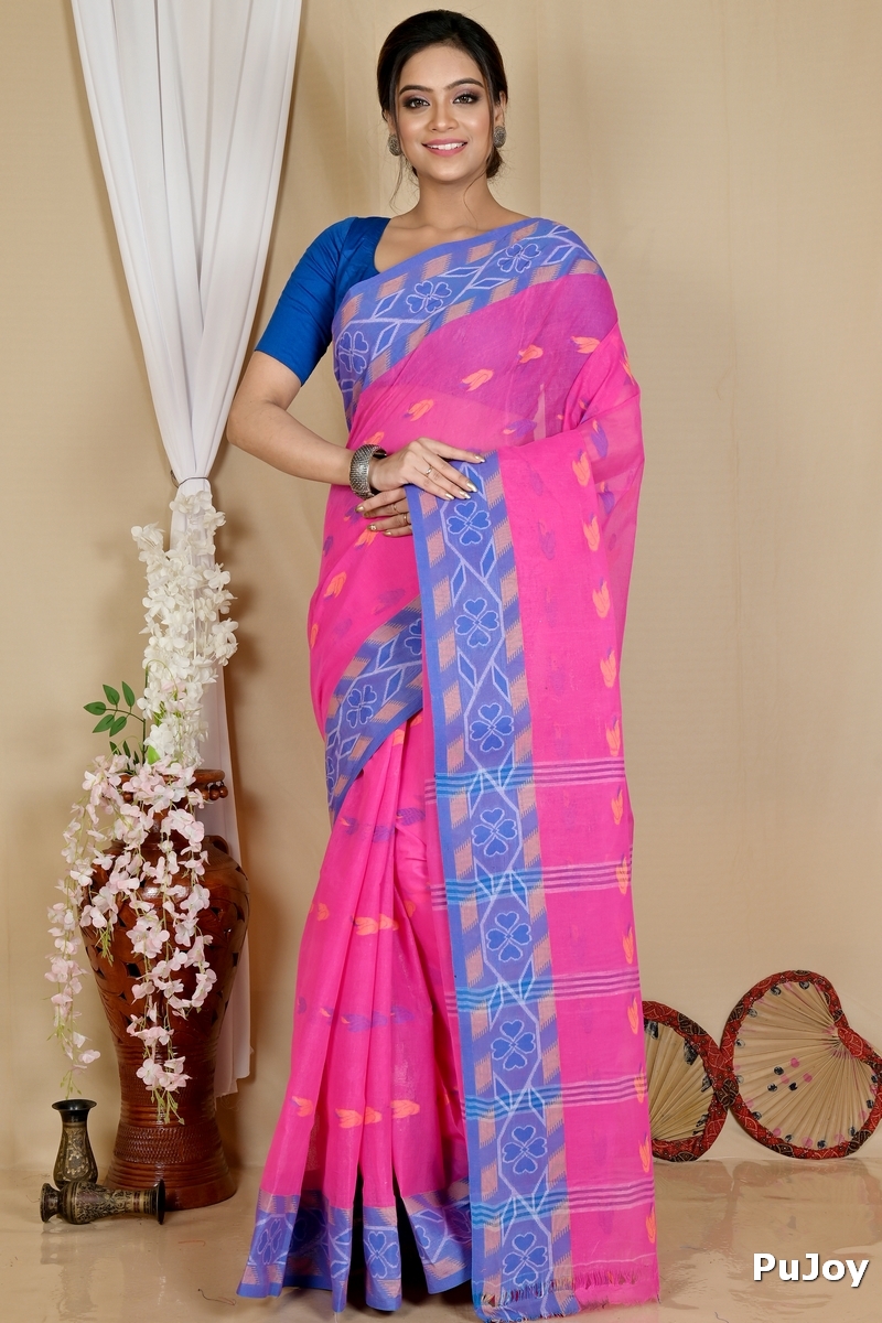 Pink Pure Cotton Komtai Tant Saree (1709)