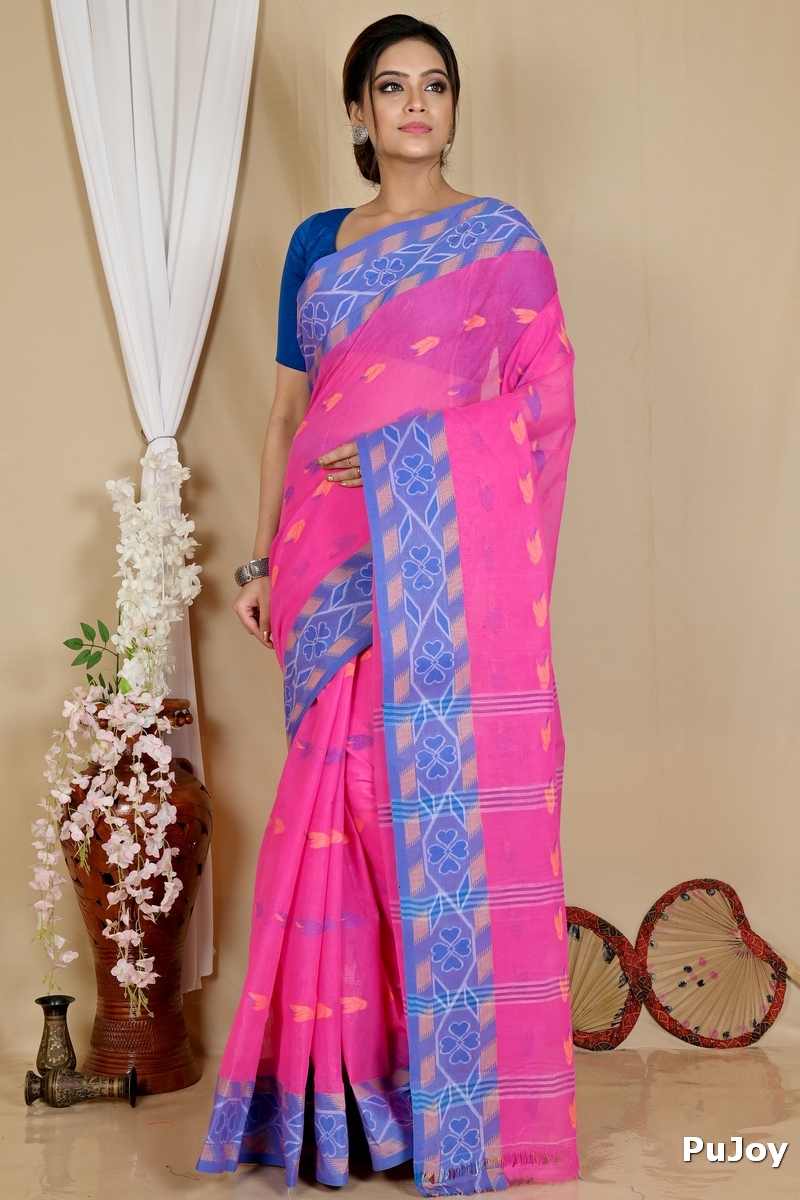 Pink Pure Cotton Komtai Tant Saree (1709)
