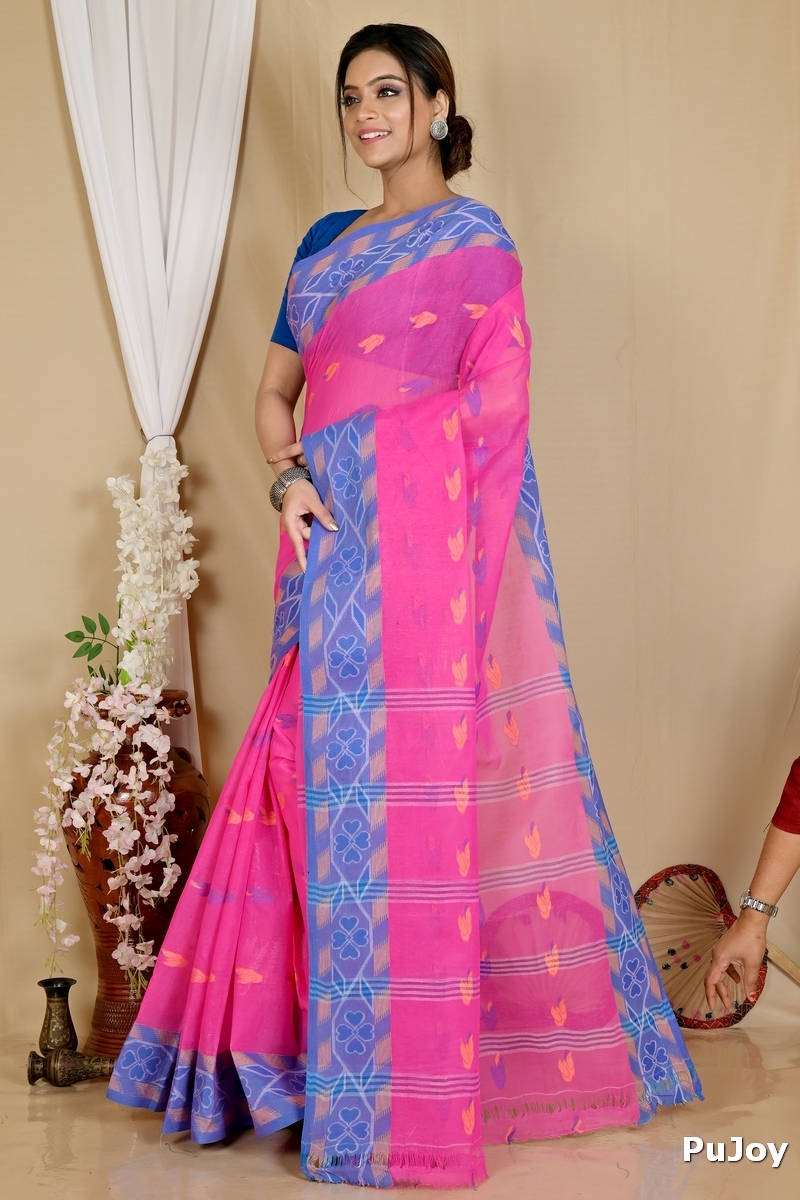 Pink Pure Cotton Komtai Tant Saree (1709)