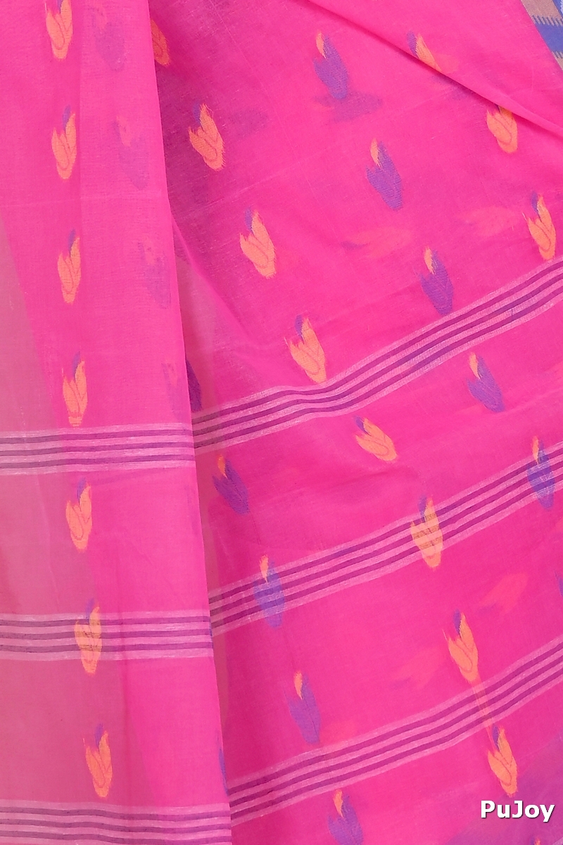 Pink Pure Cotton Komtai Tant Saree (1709)