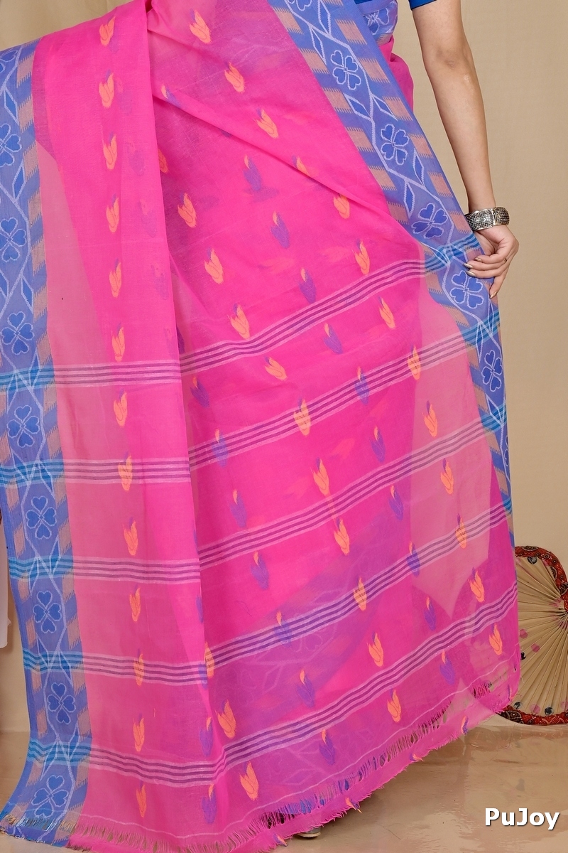Pink Pure Cotton Komtai Tant Saree (1709)