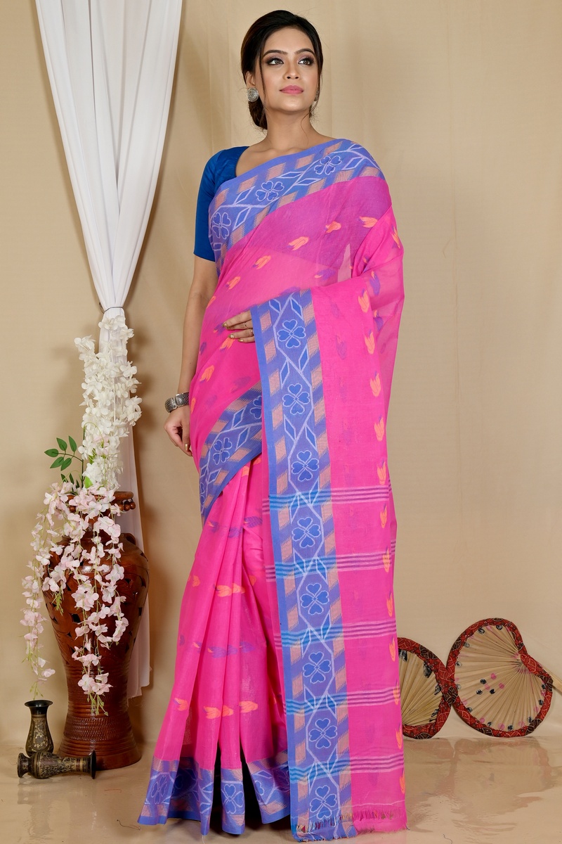 Pink Pure Cotton Komtai Tant Saree (1709)