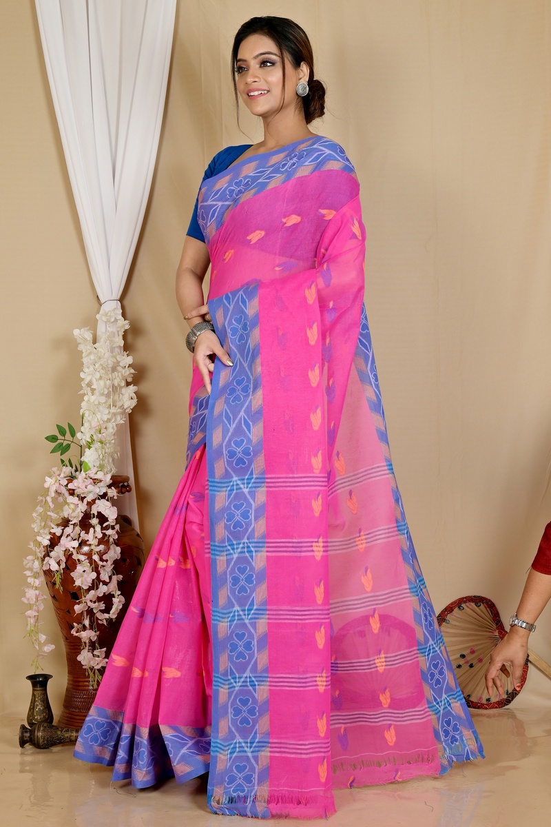 Pink Pure Cotton Komtai Tant Saree (1709)