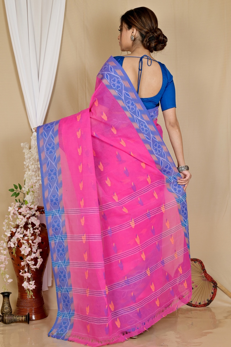 Pink Pure Cotton Komtai Tant Saree (1709)