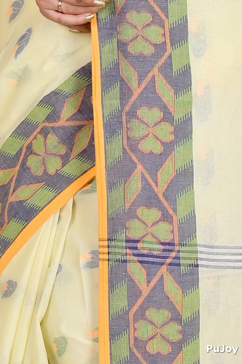 White Pure Cotton Komtai Tant Saree (1710)