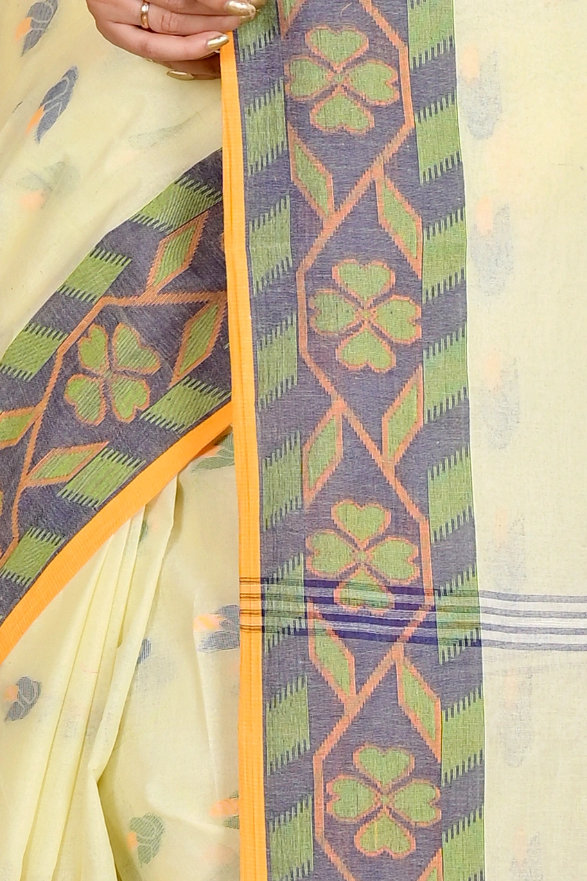 White Pure Cotton Komtai Tant Saree (1710)