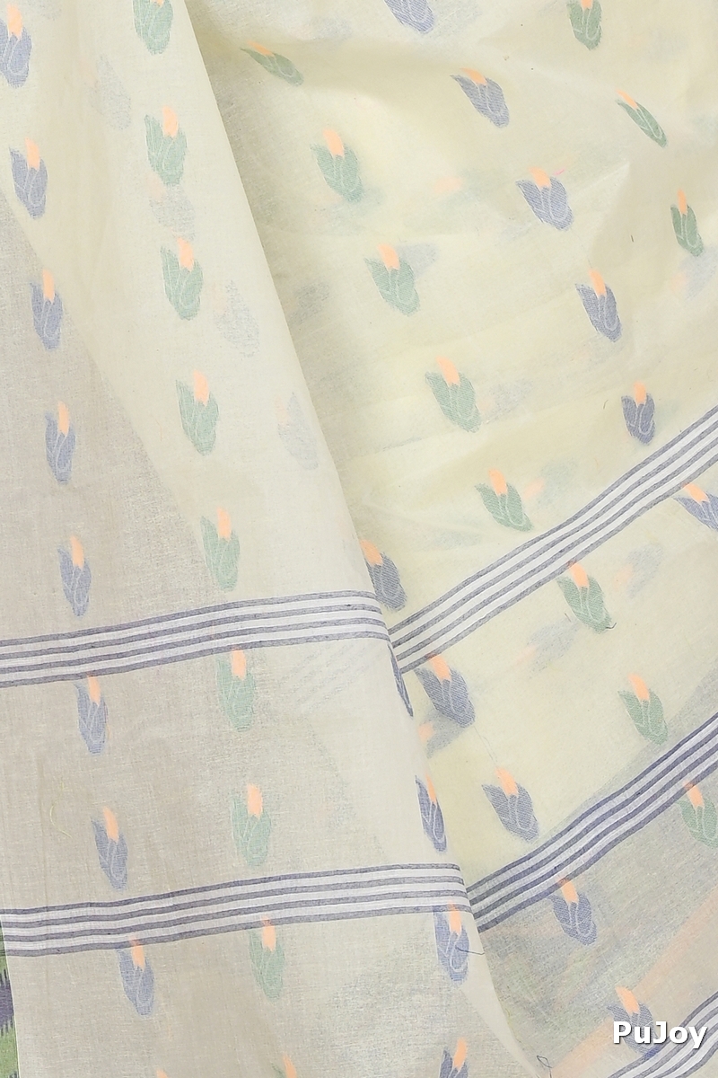 White Pure Cotton Komtai Tant Saree (1710)
