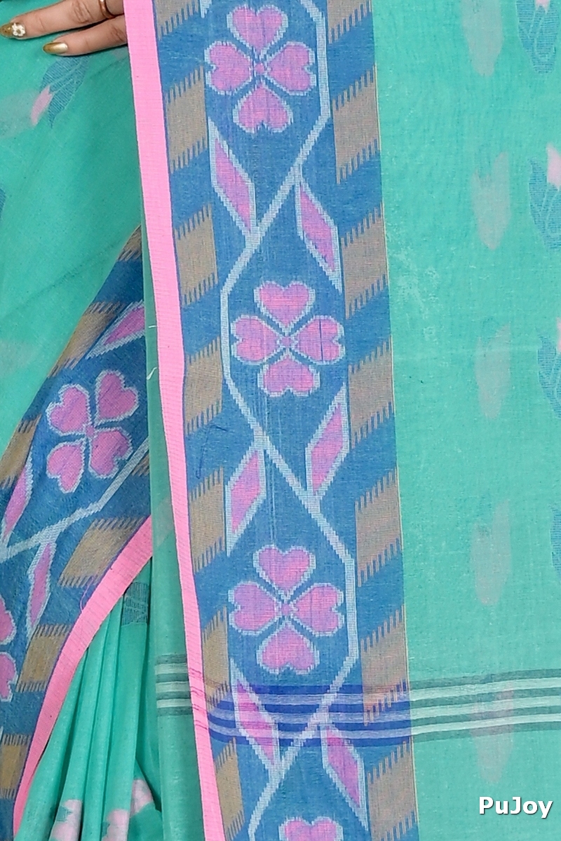 See Green Pure Cotton Komtai Tant Saree (1711)