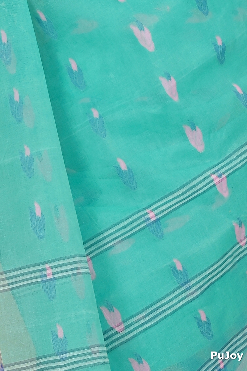 See Green Pure Cotton Komtai Tant Saree (1711)