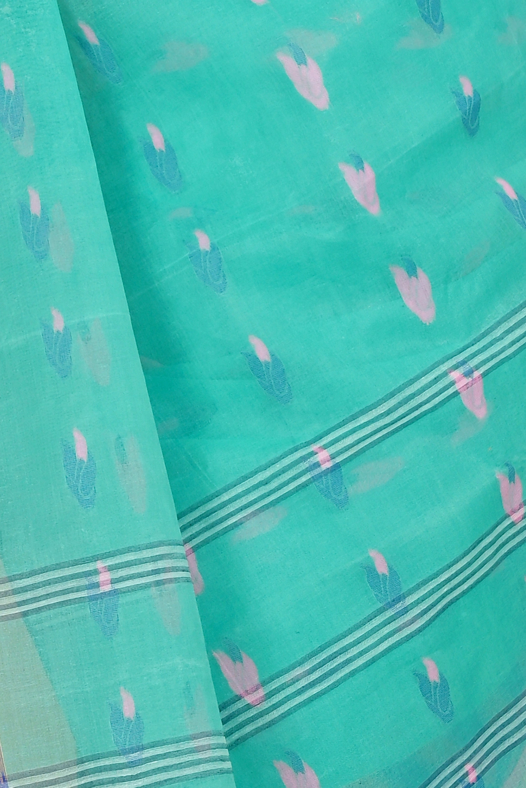 See Green Pure Cotton Komtai Tant Saree (1711)