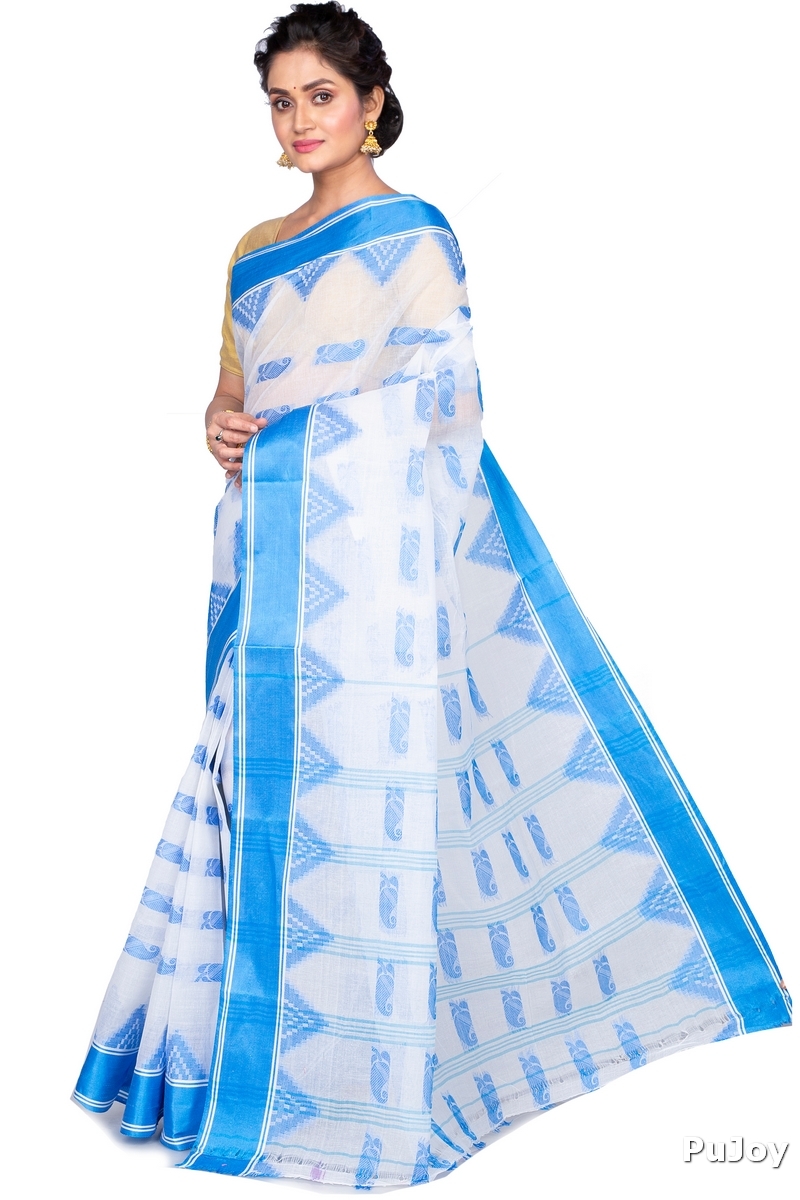 Sky Blue Pure Cotton Archana Tant Saree (172)
