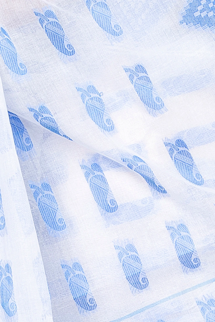 Sky Blue Pure Cotton Archana Tant Saree (172)