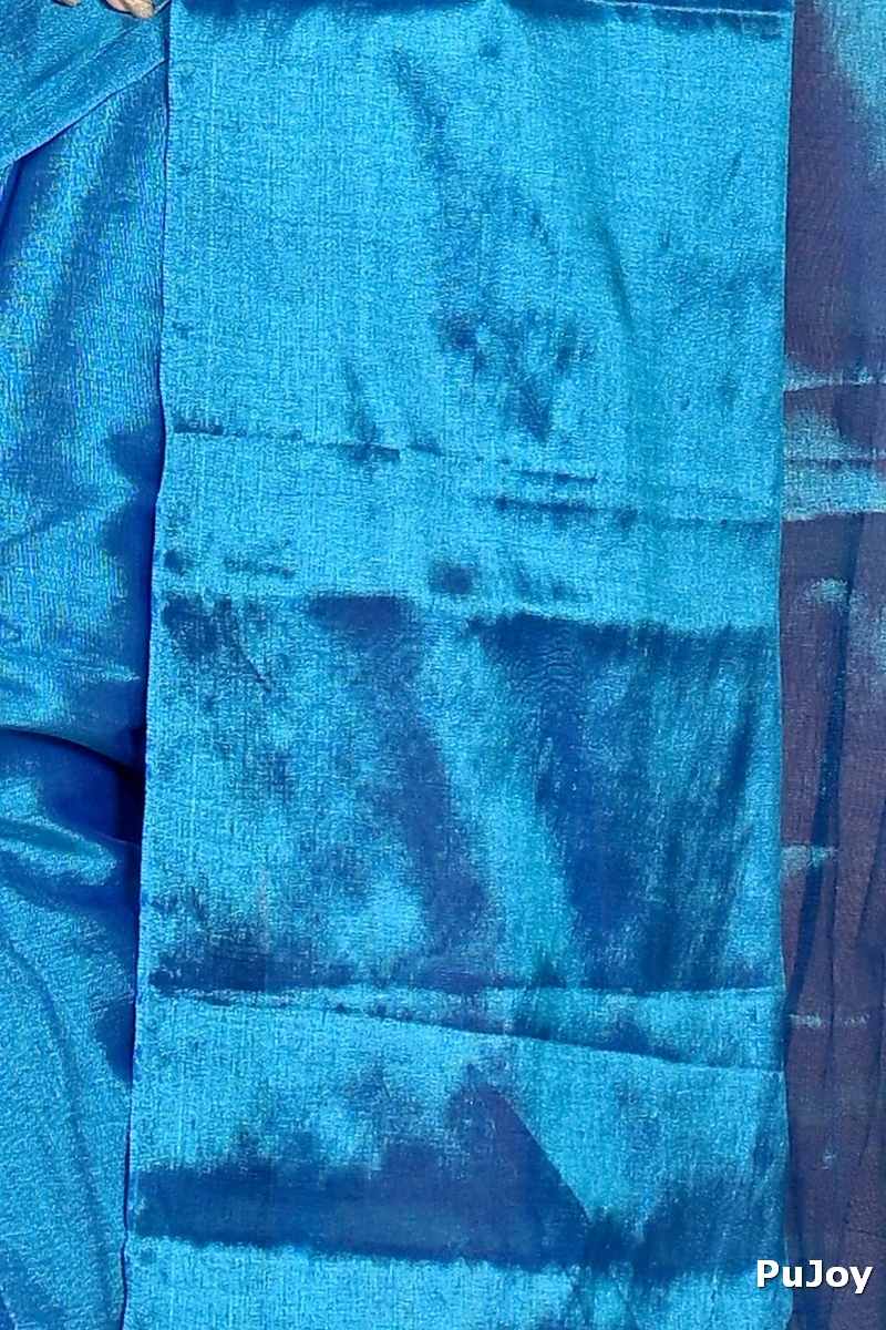 Blue Cotton Silk Tisuka Than Hand Loom Saree (1721)