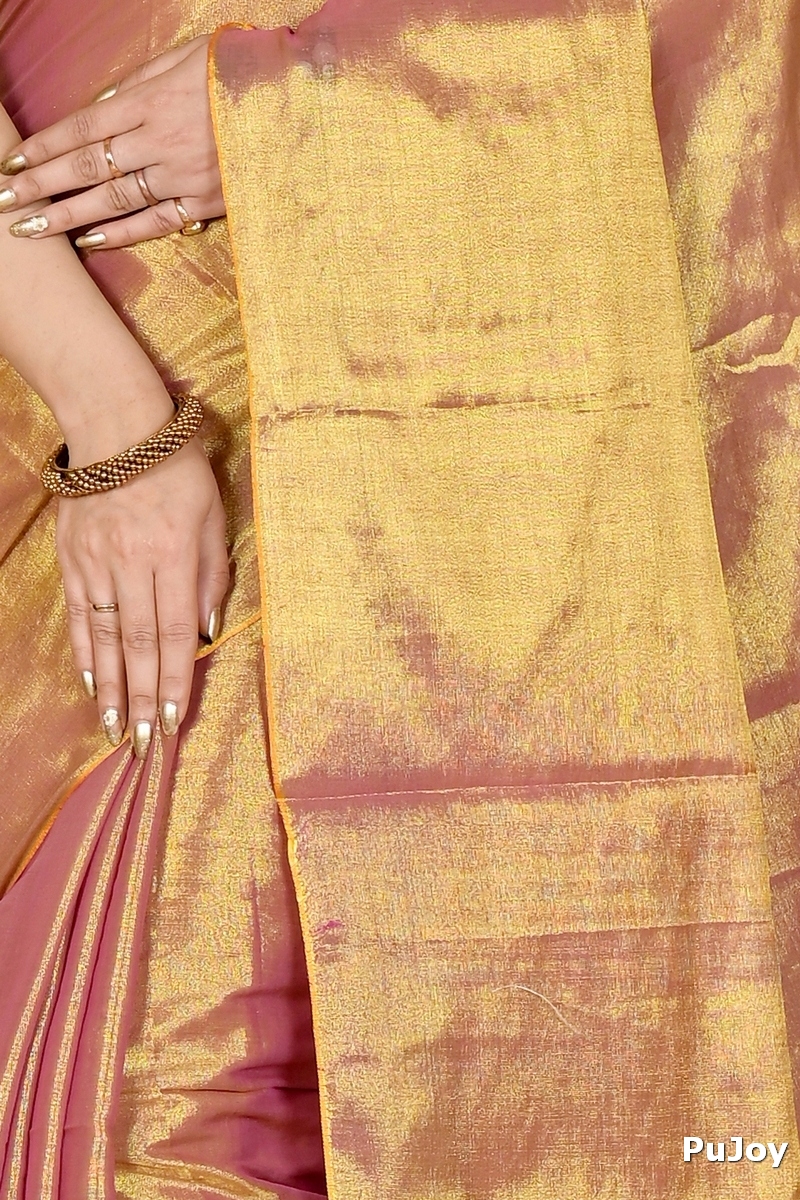 Golden Cotton Silk Tisuka Than Hand Loom Saree (1722)