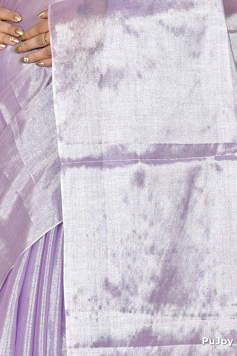 Silver Cotton Silk Tisuka Than Hand Loom Saree (1723)