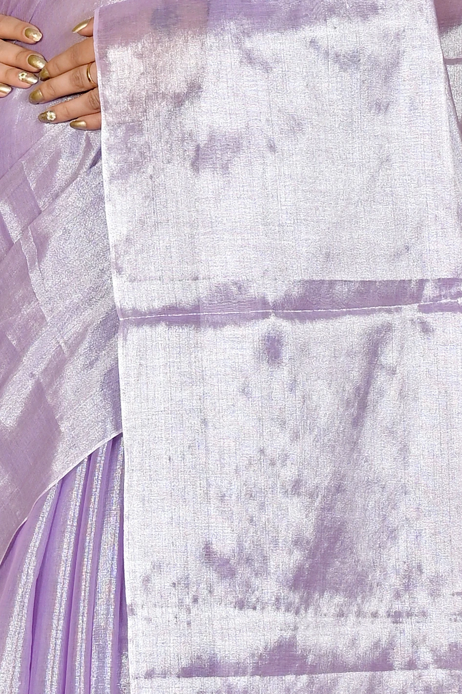 Silver Cotton Silk Tisuka Than Hand Loom Saree (1723)