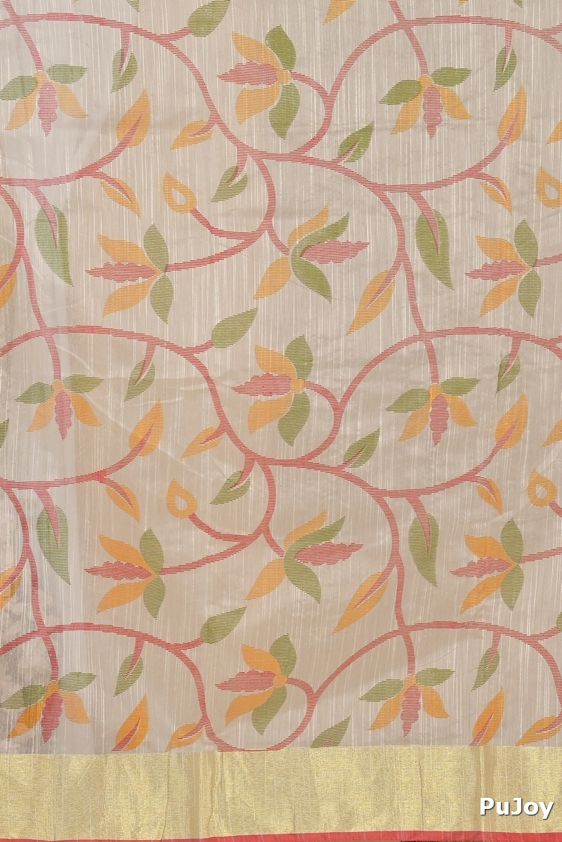 White Cotton Narme Printed Handloom Saree (1724)