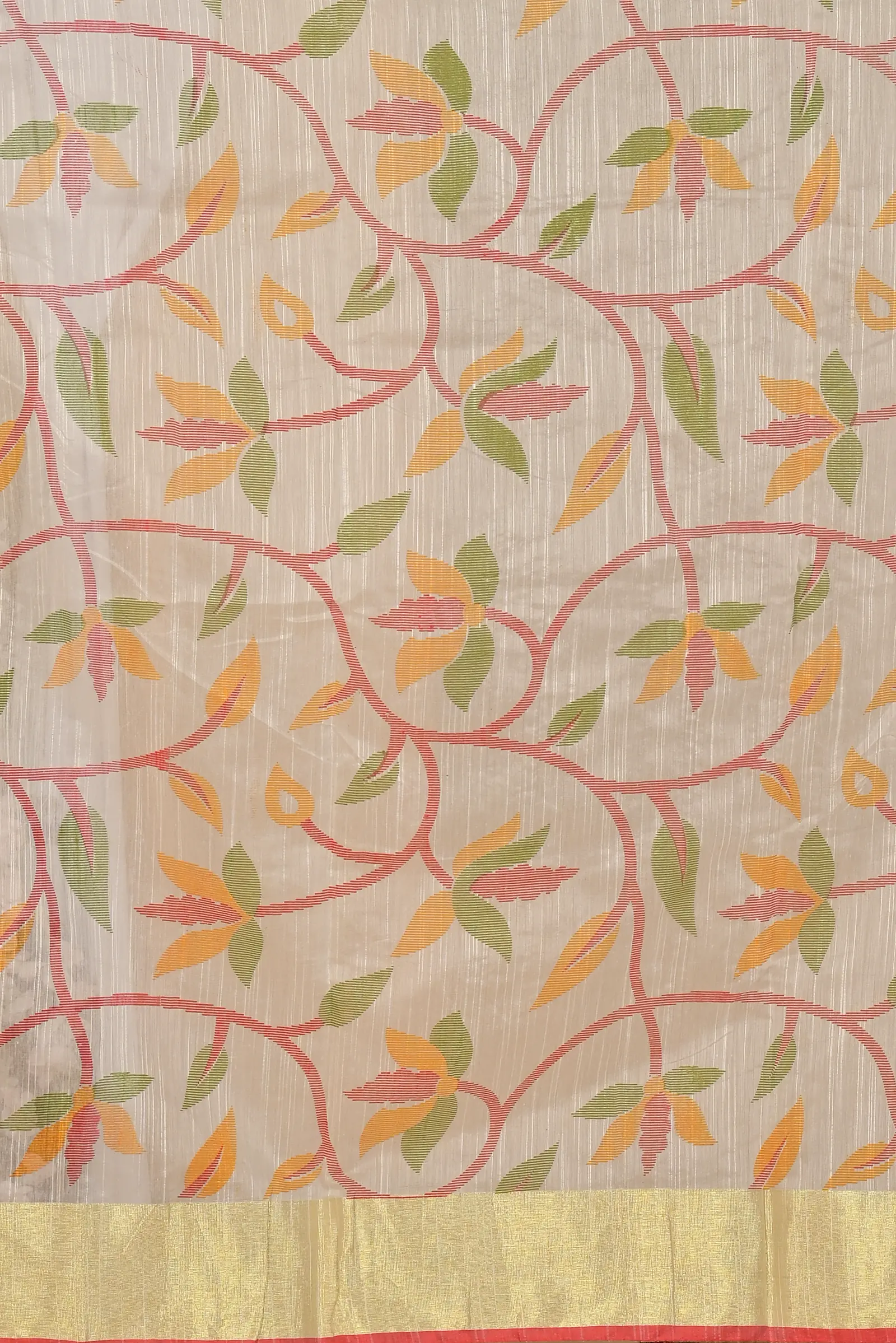 White Cotton Narme Printed Handloom Saree (1724)