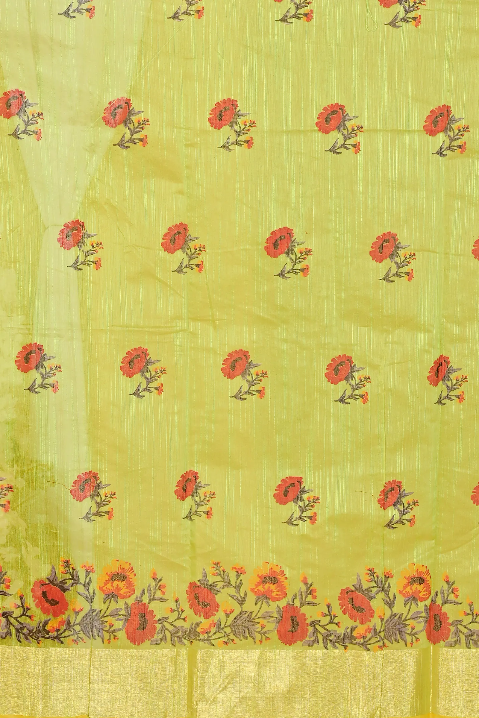 Green Cotton Narme Printed Handloom Saree (1725)