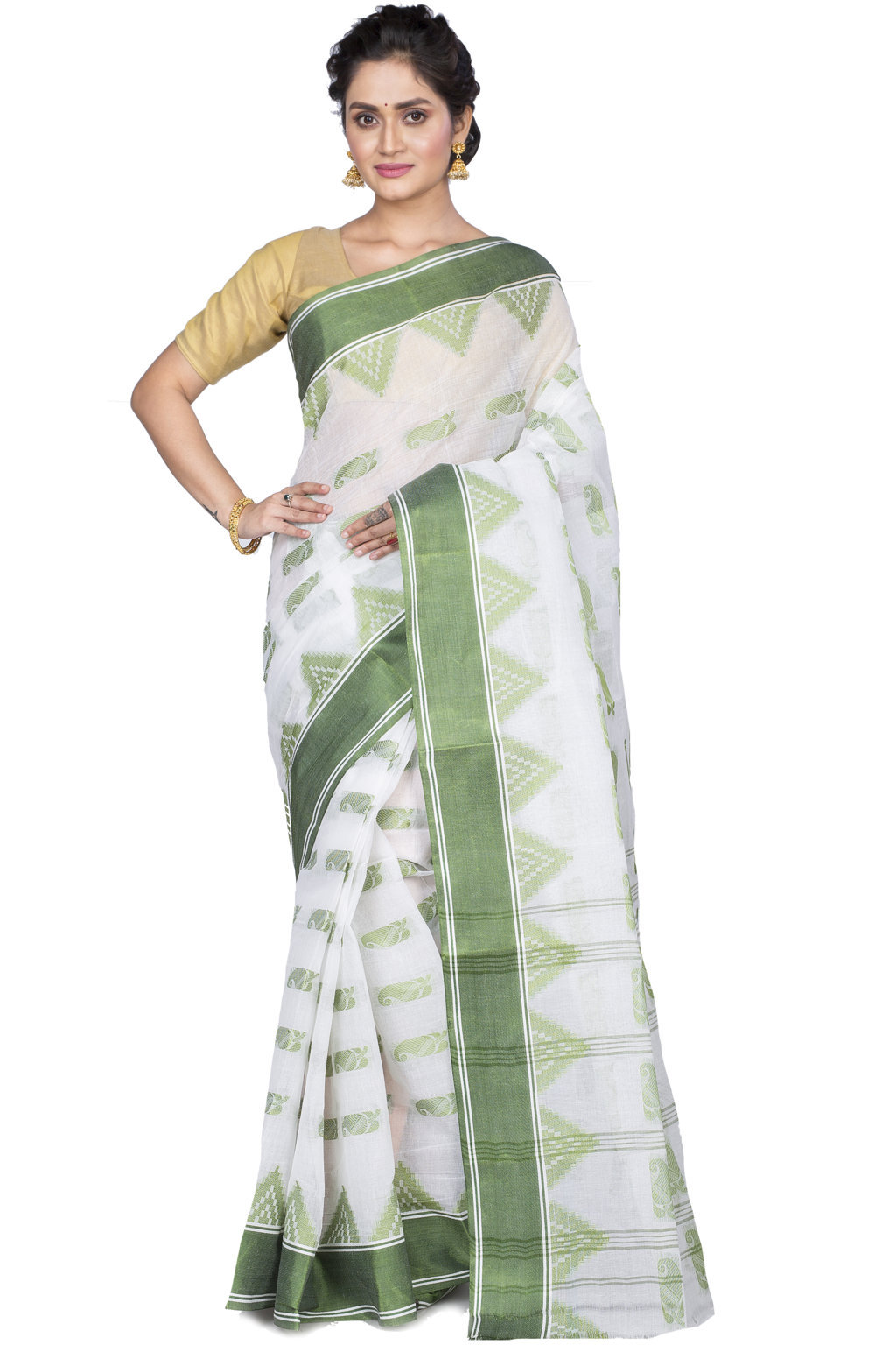 Green Pure Cotton Archana Tant Saree (173)