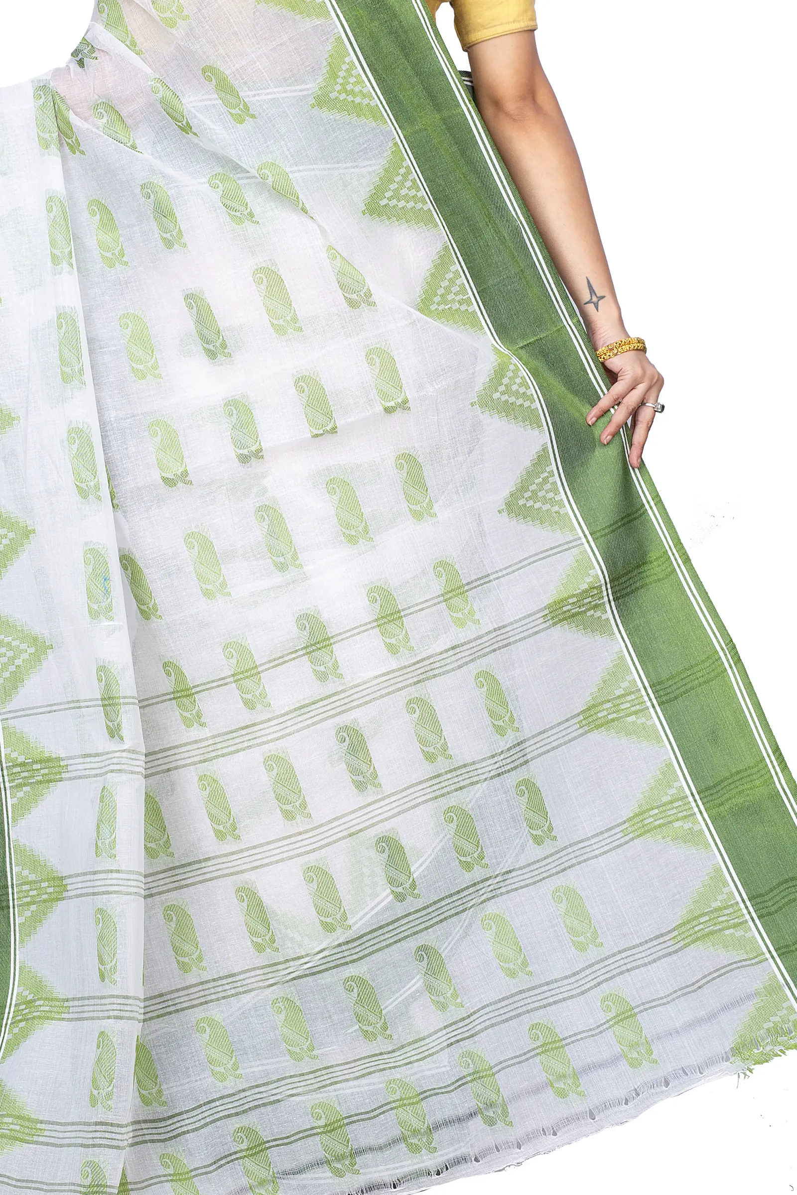 Green Pure Cotton Archana Tant Saree (173)