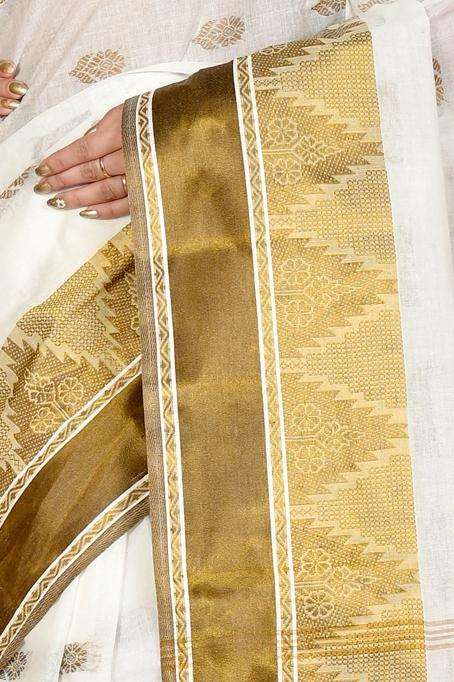 White Brown Pure Cotton Sadasob Tant Saree (1737)