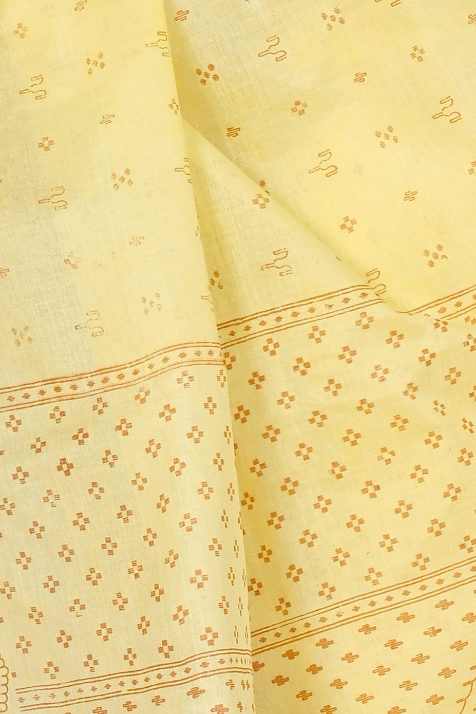 Light Yellow Pure Cotton Liko Tant Saree Print (1744)
