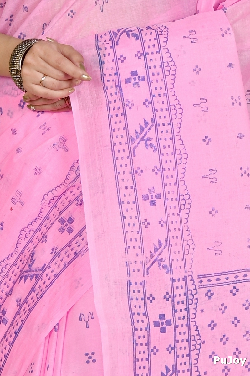 Pink Pure Cotton Liko Tant Saree Print (1746)