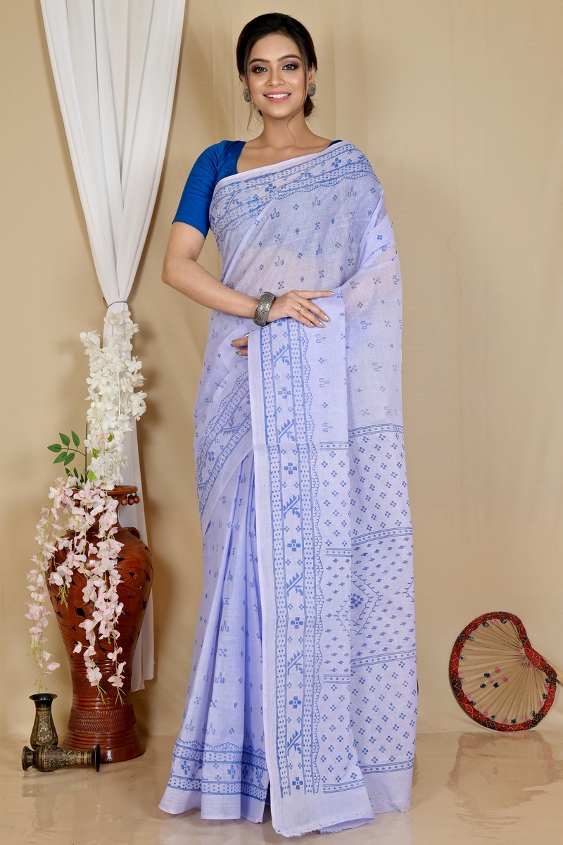 Light Purple Pure Cotton Liko Tant Saree Print (1747)