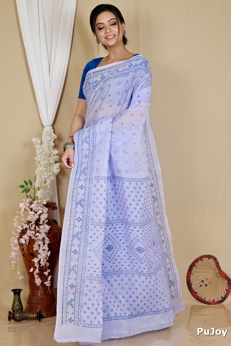 Light Purple Pure Cotton Liko Tant Saree Print (1747)