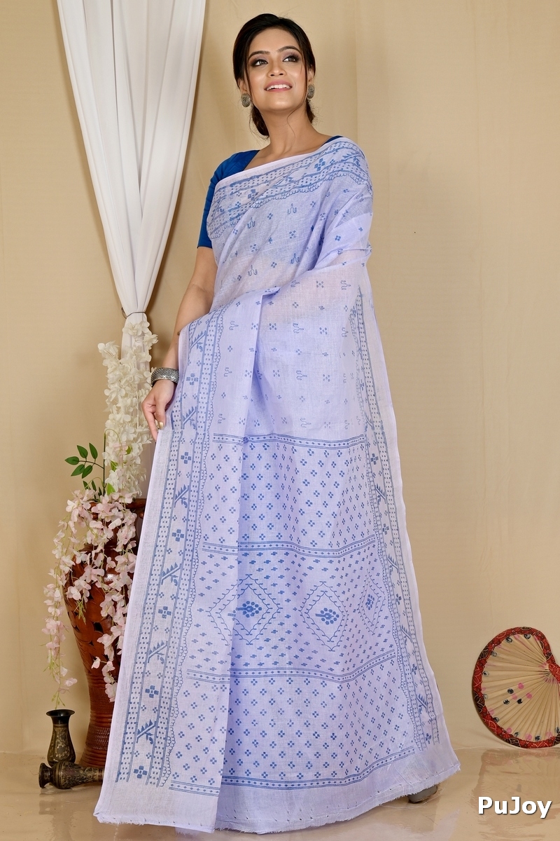 Light Purple Pure Cotton Liko Tant Saree Print (1747)