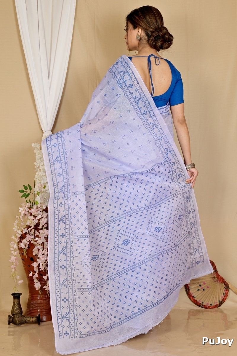 Light Purple Pure Cotton Liko Tant Saree Print (1747)
