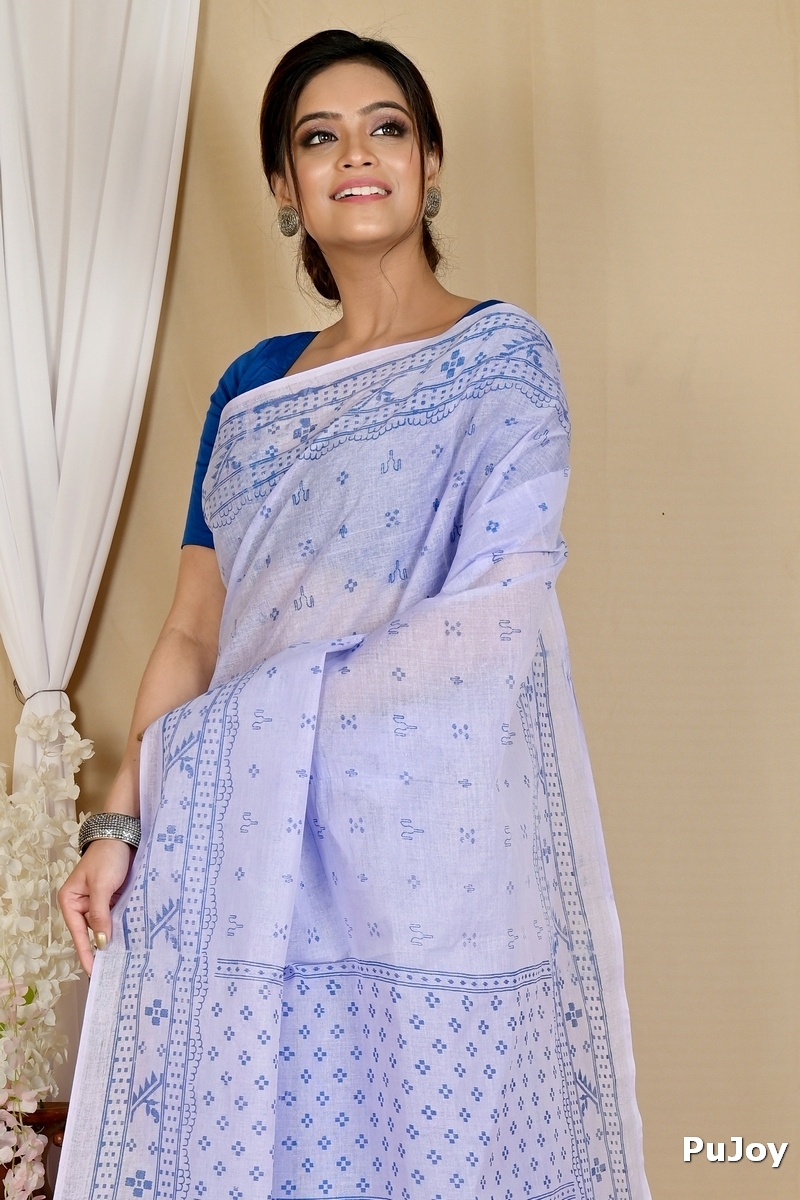 Light Purple Pure Cotton Liko Tant Saree Print (1747)