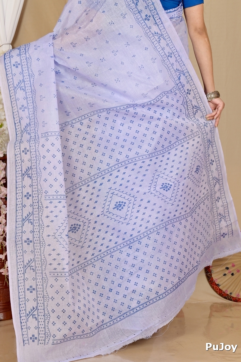 Light Purple Pure Cotton Liko Tant Saree Print (1747)