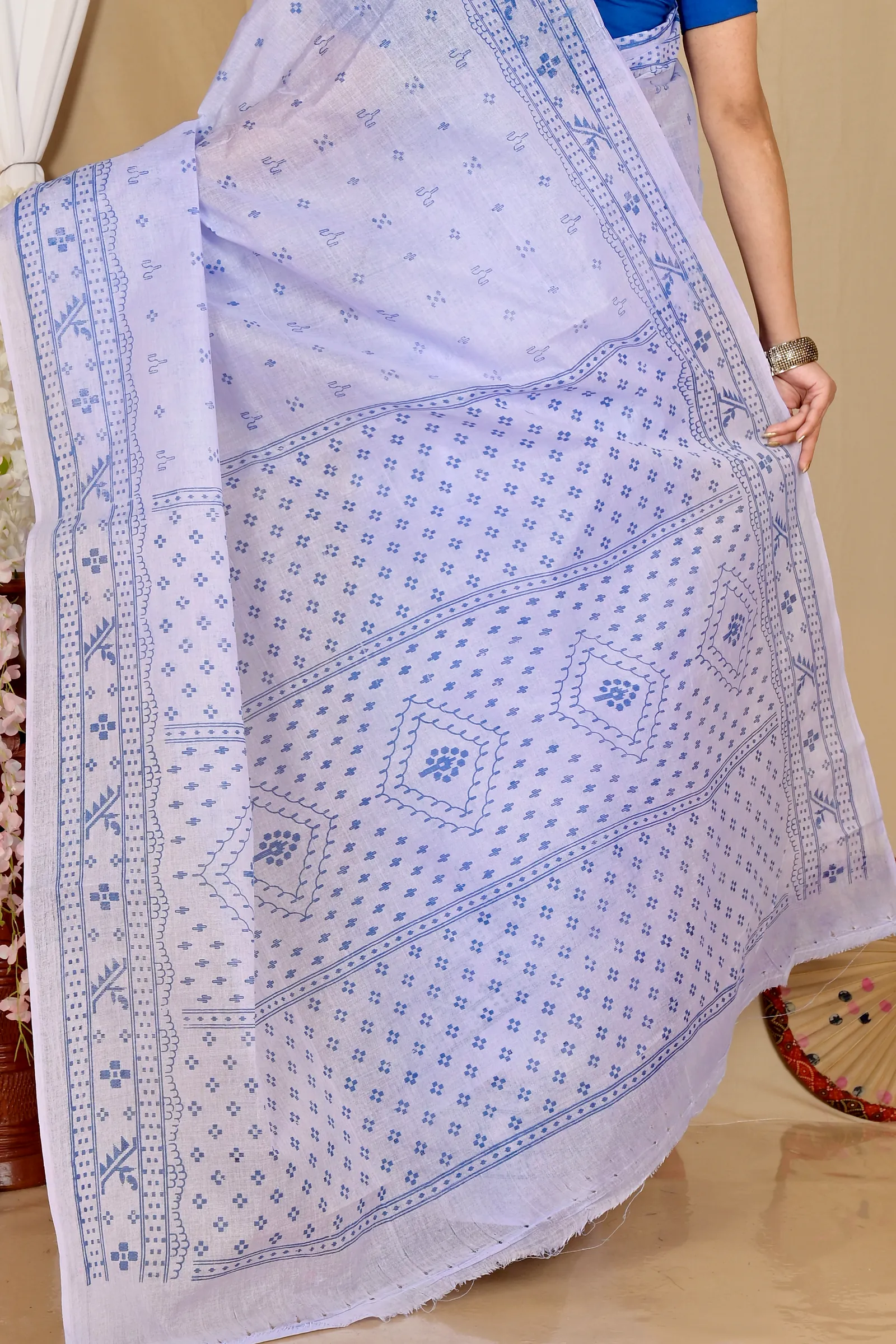 Light Purple Pure Cotton Liko Tant Saree Print (1747)