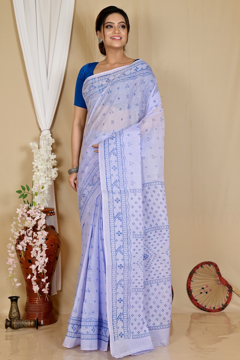 Light Purple Pure Cotton Liko Tant Saree Print (1747)
