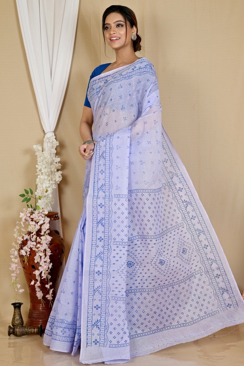 Light Purple Pure Cotton Liko Tant Saree Print (1747)