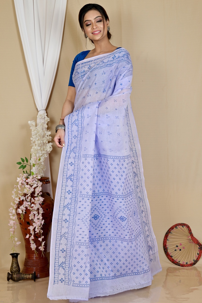 Light Purple Pure Cotton Liko Tant Saree Print (1747)