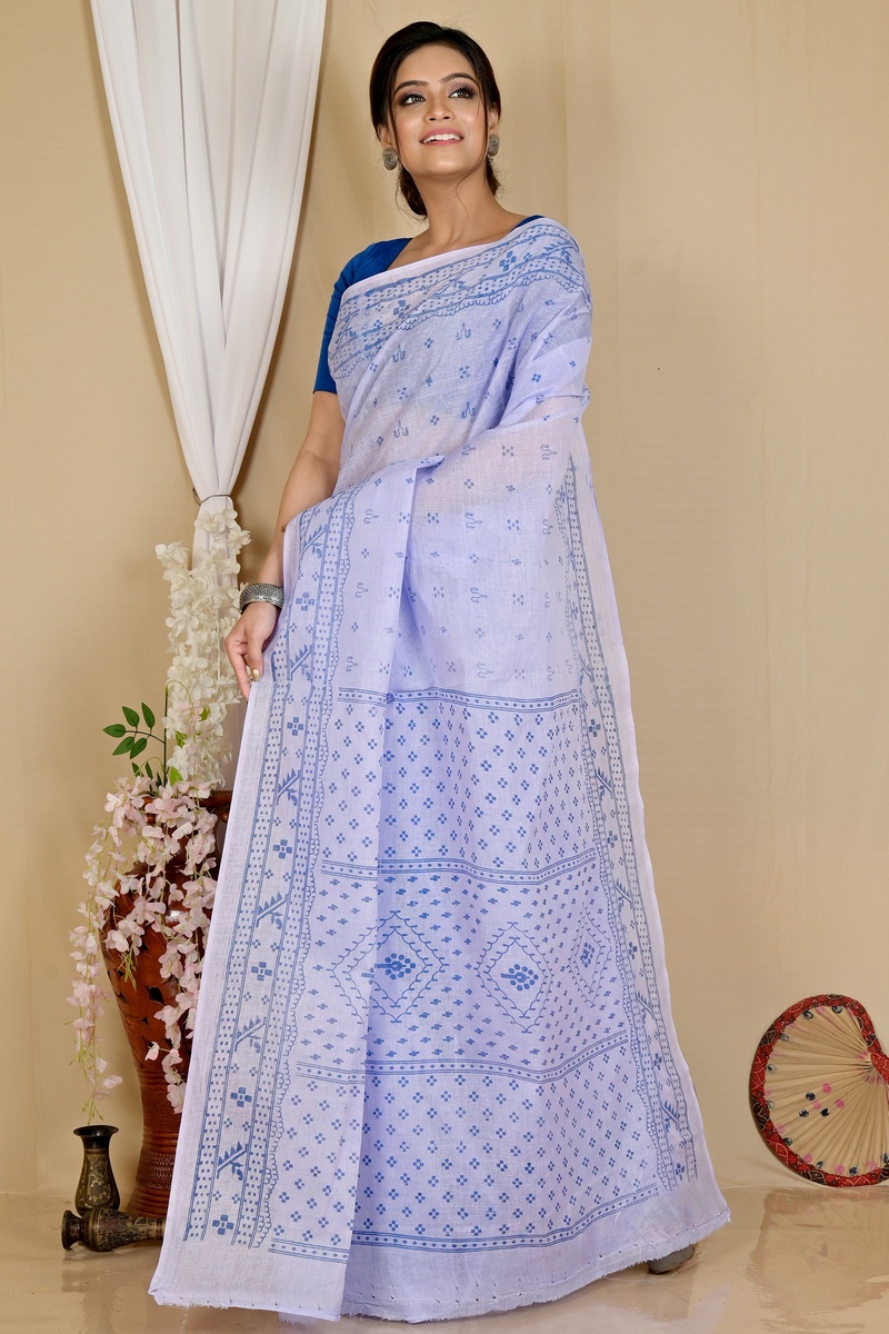 Light Purple Pure Cotton Liko Tant Saree Print (1747)