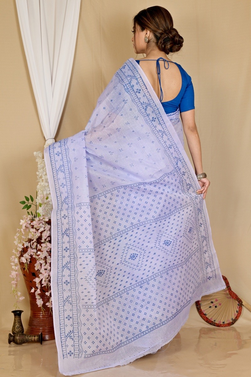 Light Purple Pure Cotton Liko Tant Saree Print (1747)