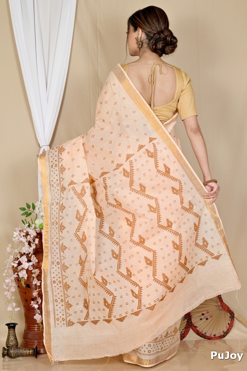 Cream Pure Cotton Luvna Tant Saree Print (1756)