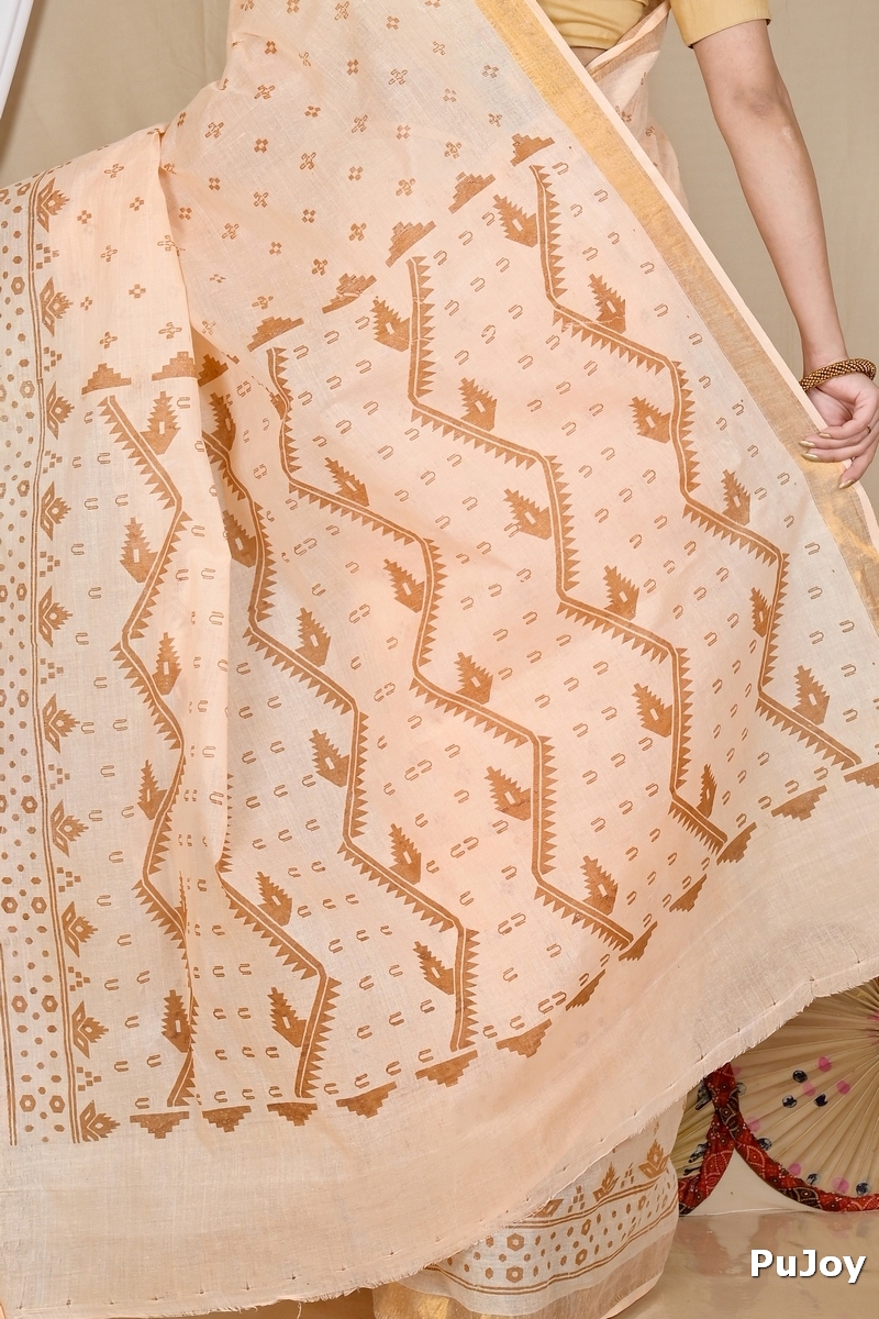 Cream Pure Cotton Luvna Tant Saree Print (1756)