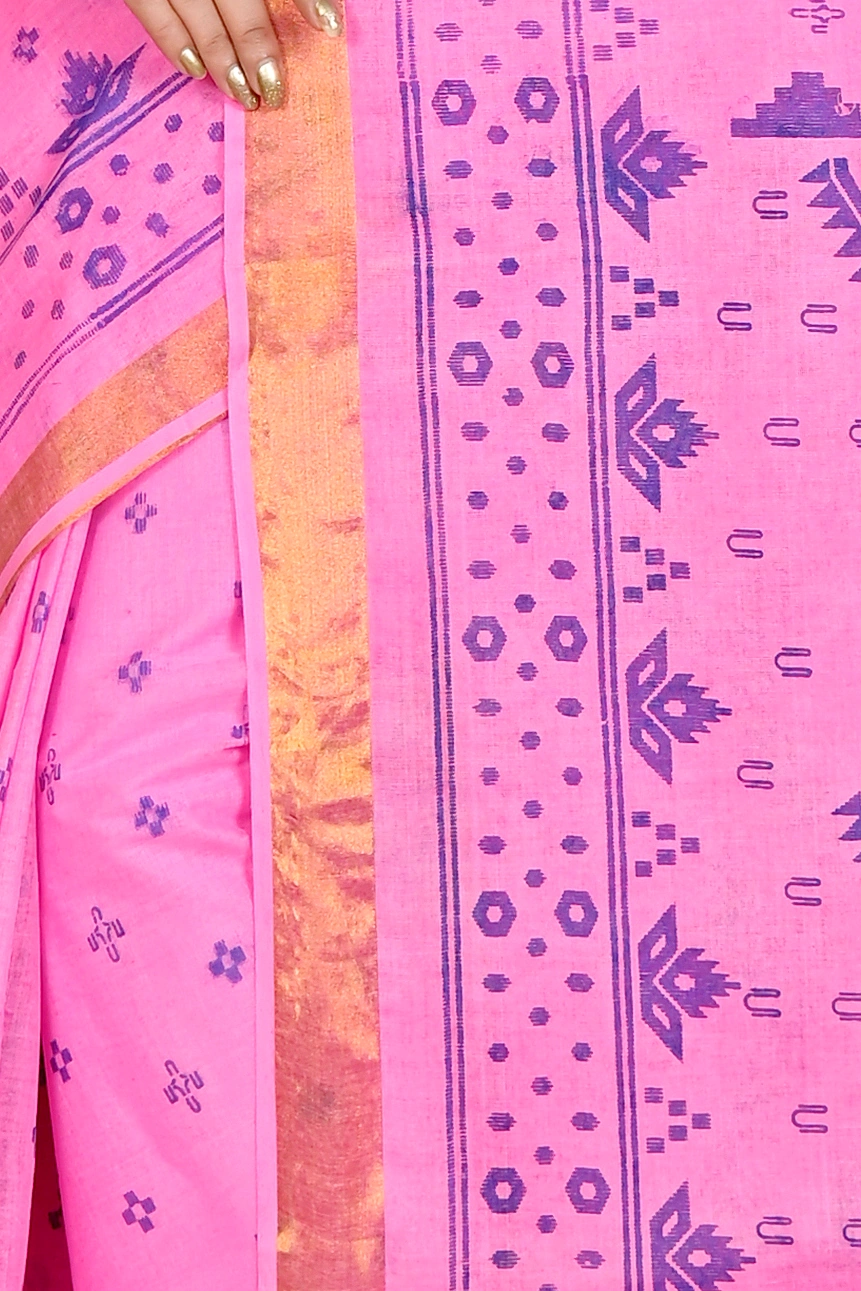Pink Pure Cotton Luvna Tant Saree Print (1757)