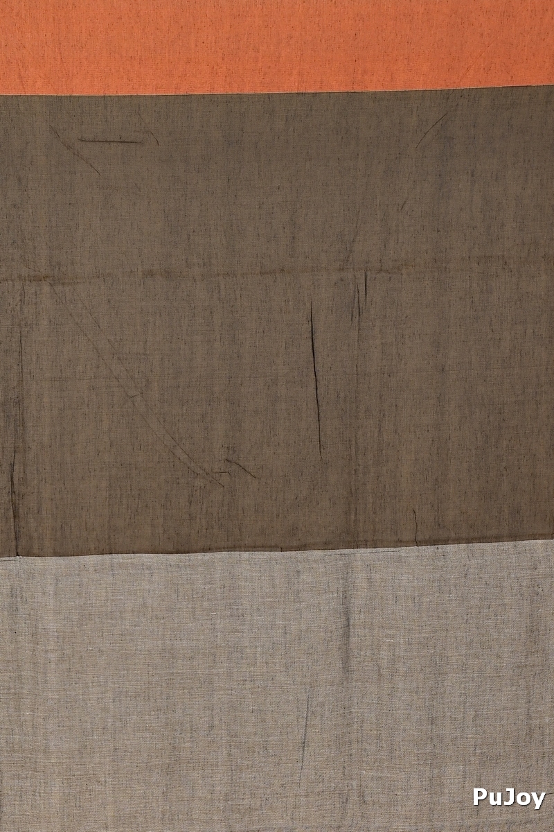 Black Grey Pure Cotton Khadaka Kousiki Hand Painted Saree (1759)