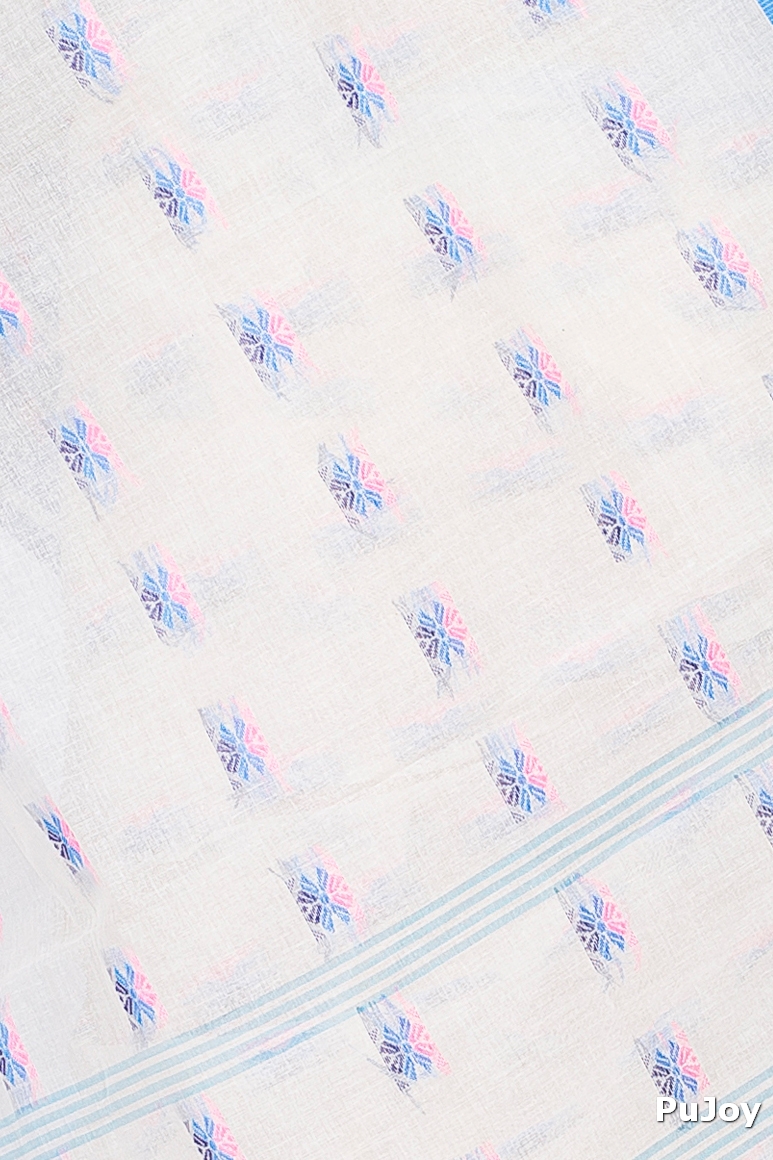 Sky Blue Pure Cotton Alkari Tant Saree (176)